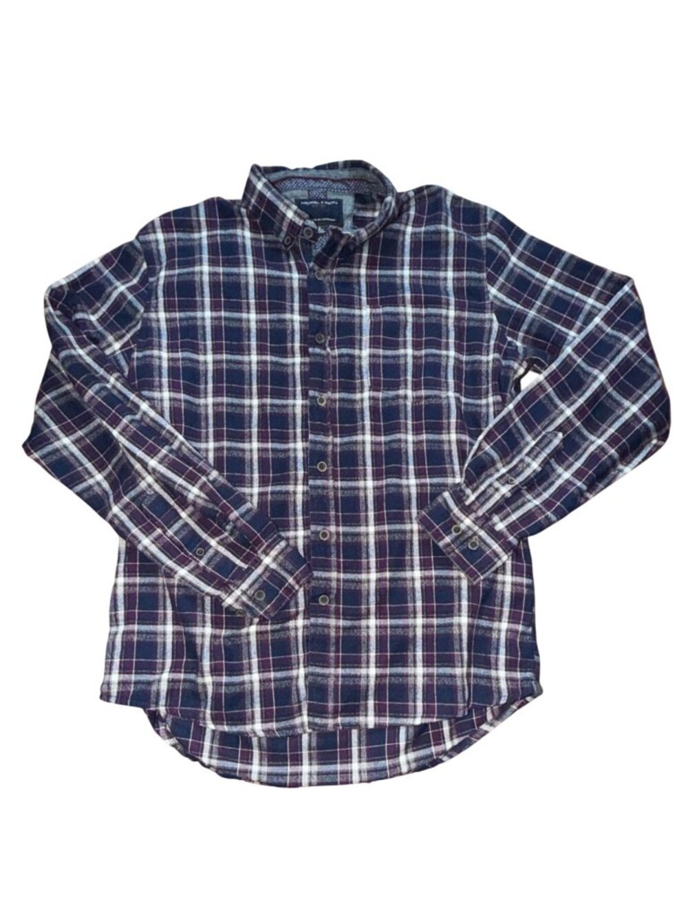 Nickel & iron Mens Plaid Flannel Shirt-Blue/Purple/White-M-GUC